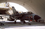 Bombed shelter in background