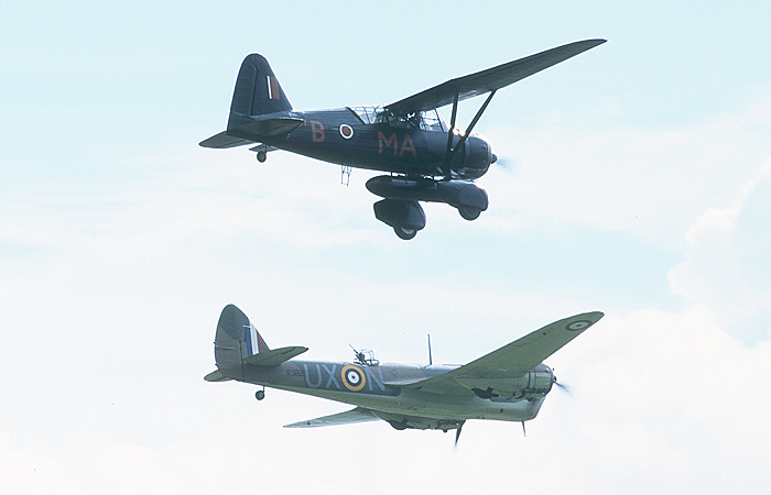 The Lysander was piloted on Saturday by Roger Bailey and on Sunday by John Allison. The Blenheim was flown by John Webb.