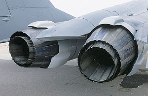 Thrust-vectoring nozzles on the MiG-29OVT