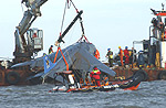 ZD464 is fished out of the North Sea - picture Crown Copyright
