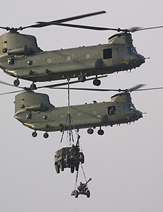 RAF Chinooks join in the assault demonstration
