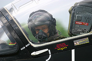"You lookin' at ME?" asks Flt Lt Dave Harvey in the Hawk