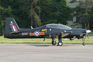 RAF Tucano on static display, fresh with 72(R) Sqn marks. Pic by Gary Parsons