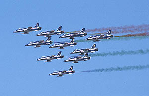 Frecce Tricolori spread their smoke far and wide